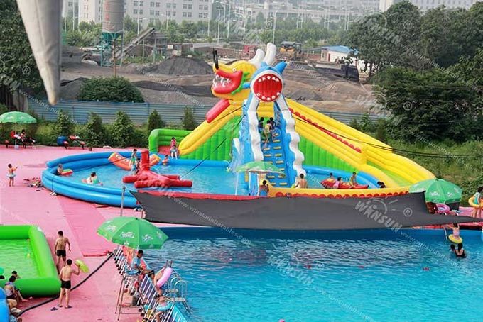 style gonflable de dragon et de requin de parc d'attractions de l'eau d'enfants de PVC de 0.9mm