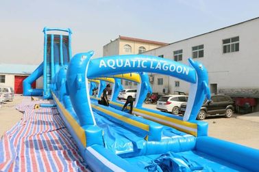 Chine Grand matériel de PVC de la glissière d&#039;eau de dauphin bleu WSS-277/0.55mm pour des adultes usine